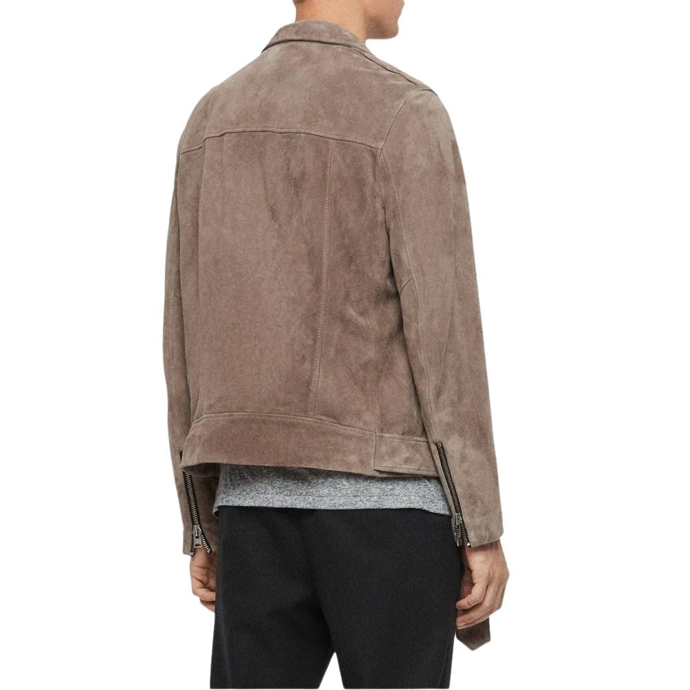 Everett Beige Suede Biker Leather Jacket