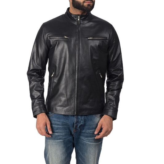 Edward Black Racer Leather Jacket