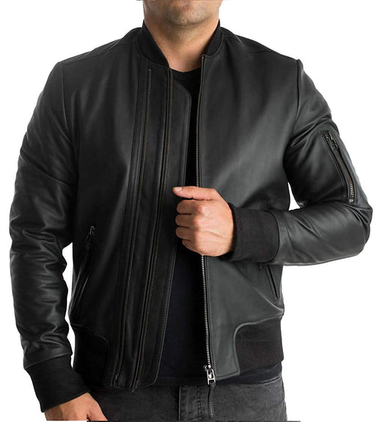 John Black Bomber Leather Jacket