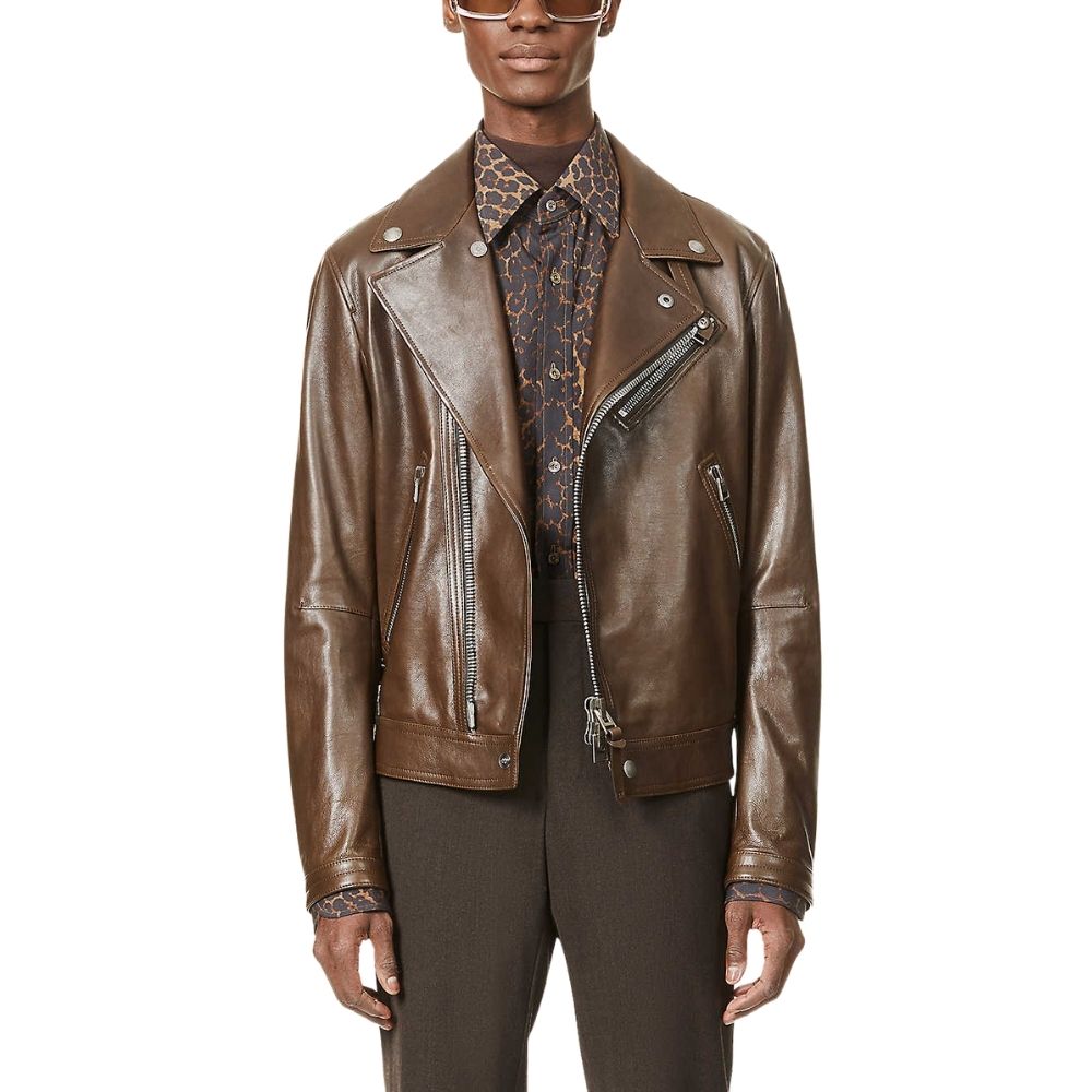 Jeffrey Brown Motorcycle Leather Jacket