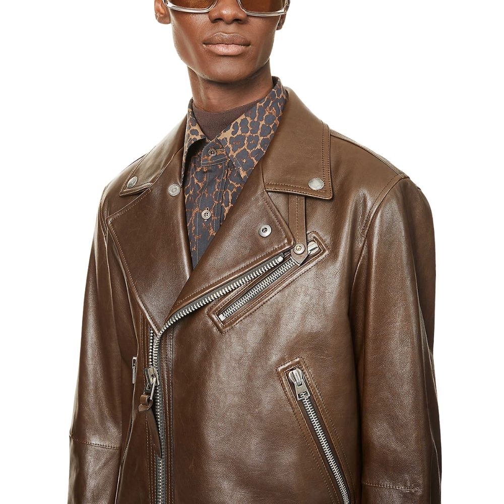 Jeffrey Brown Motorcycle Leather Jacket