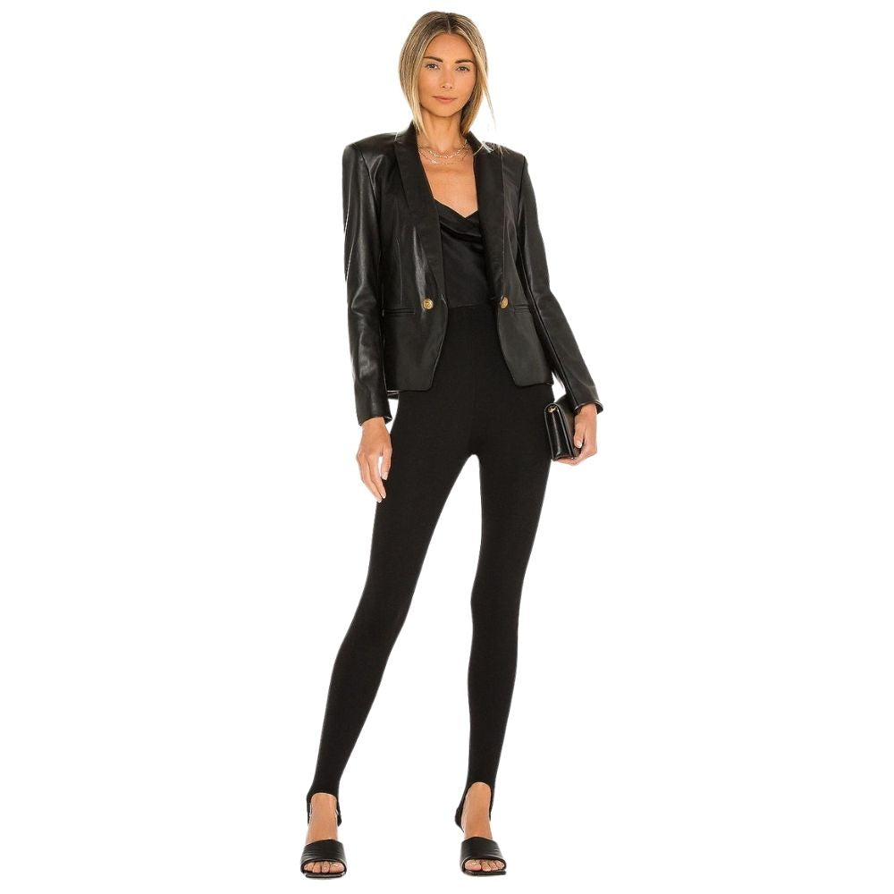 Natalia Black Leather Blazer