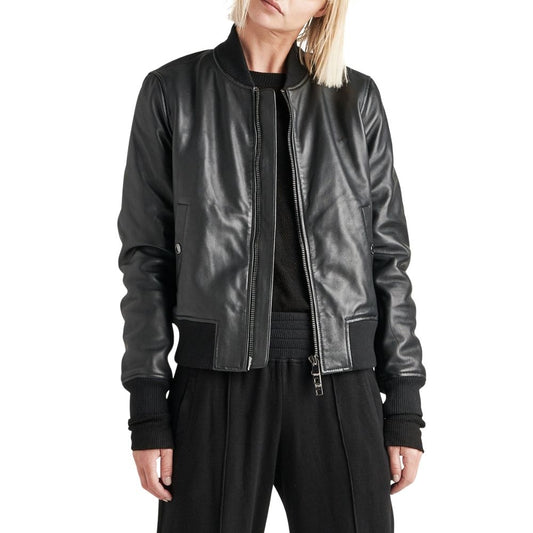 Andre Black Bomber Leather Jacket