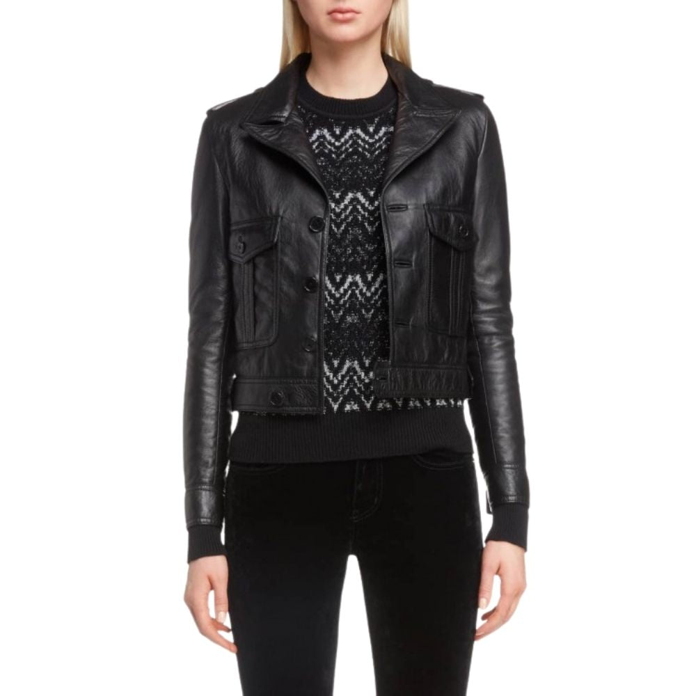 Adrey Black Biker Leather Jacket