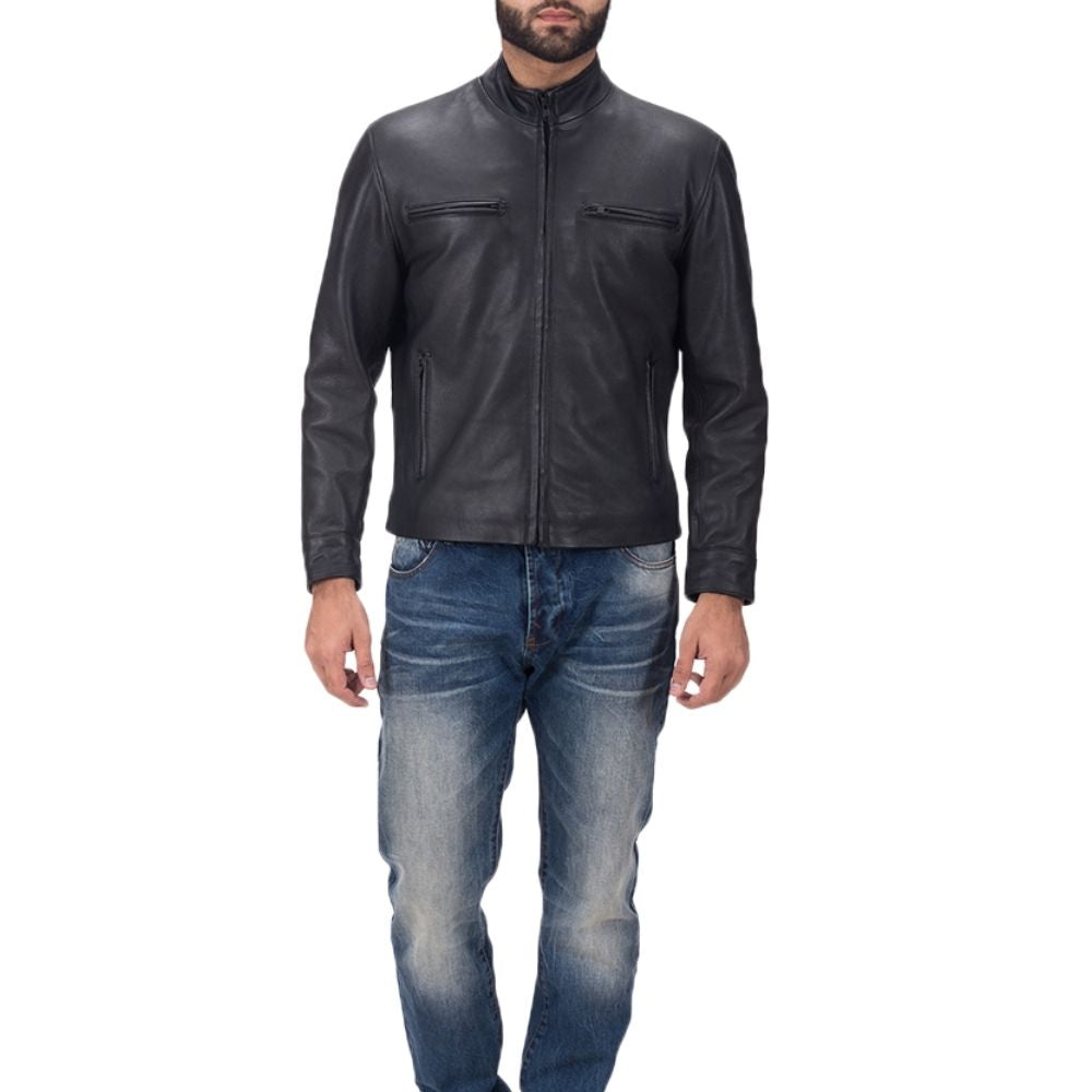 Gerald Black Racer Leather Jacket