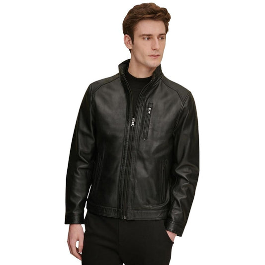 Harold Black Racer Leather Jacket