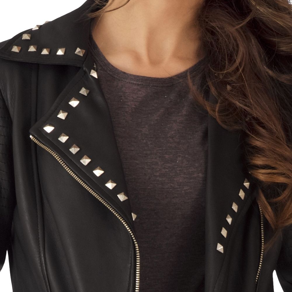 Jenny Black Studded Biker Leather Jacket