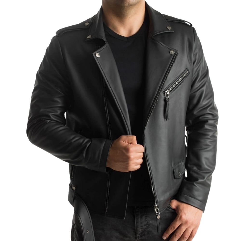 Cameron Black Biker Leather Jacket