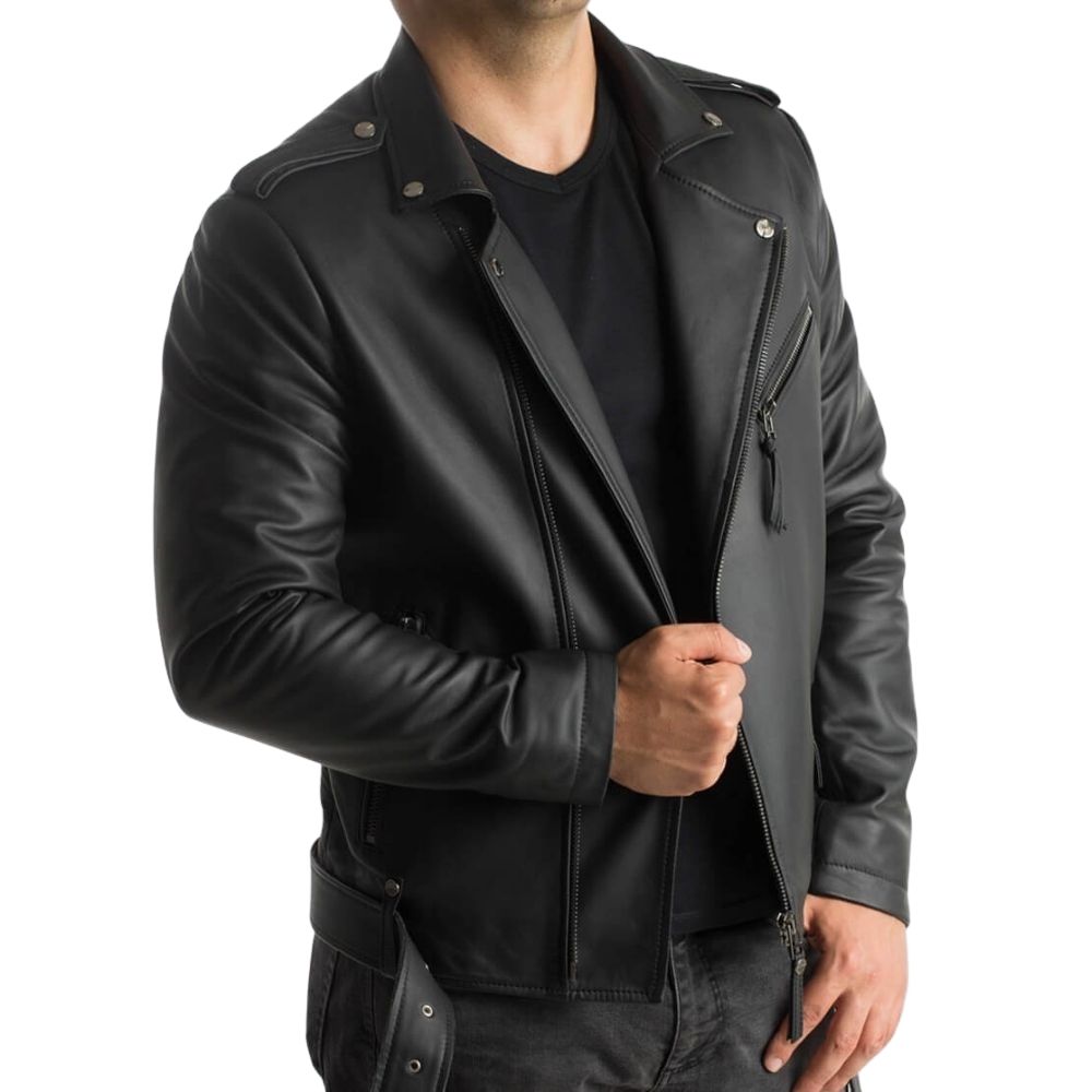 Cameron Black Biker Leather Jacket