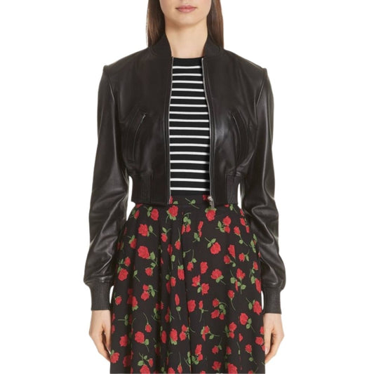 Adaline Black Bomber Leather Jacket