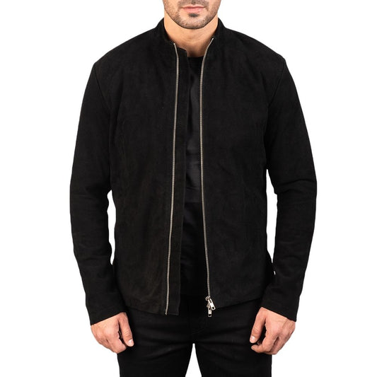 Eugene Black Suede Racer Leather Jacket