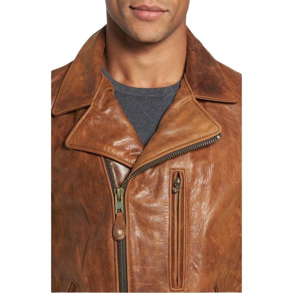 Colton Brown Biker Leather Jacket