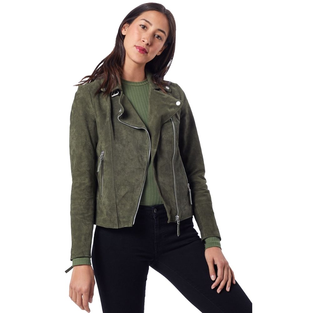 Elianna Green Suede Motorcycle Leather Jacket