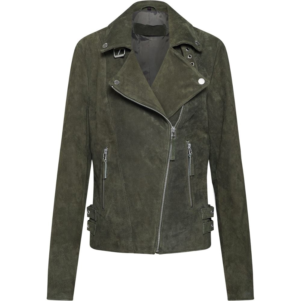 Elianna Green Suede Motorcycle Leather Jacket