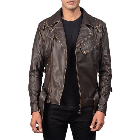 Easton Brown Biker Leather Jacket