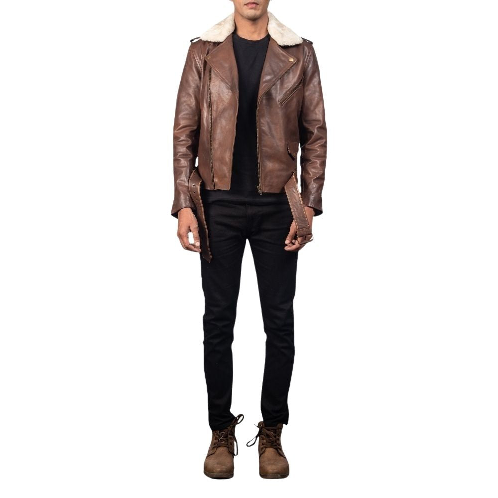 Cooper Brown Biker Leather Jacket