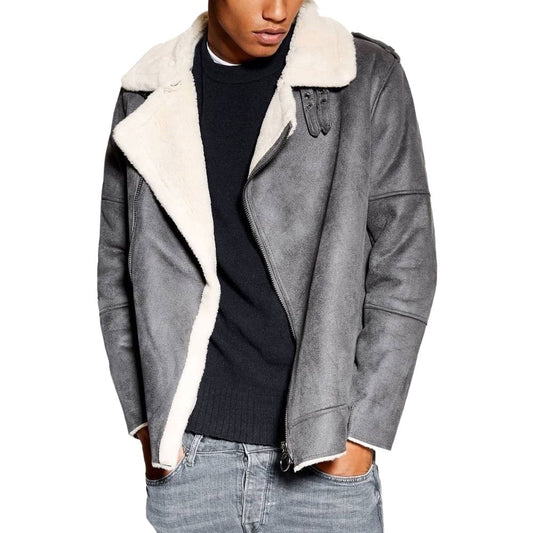 Wesley Gray Fur Biker Leather Jacket