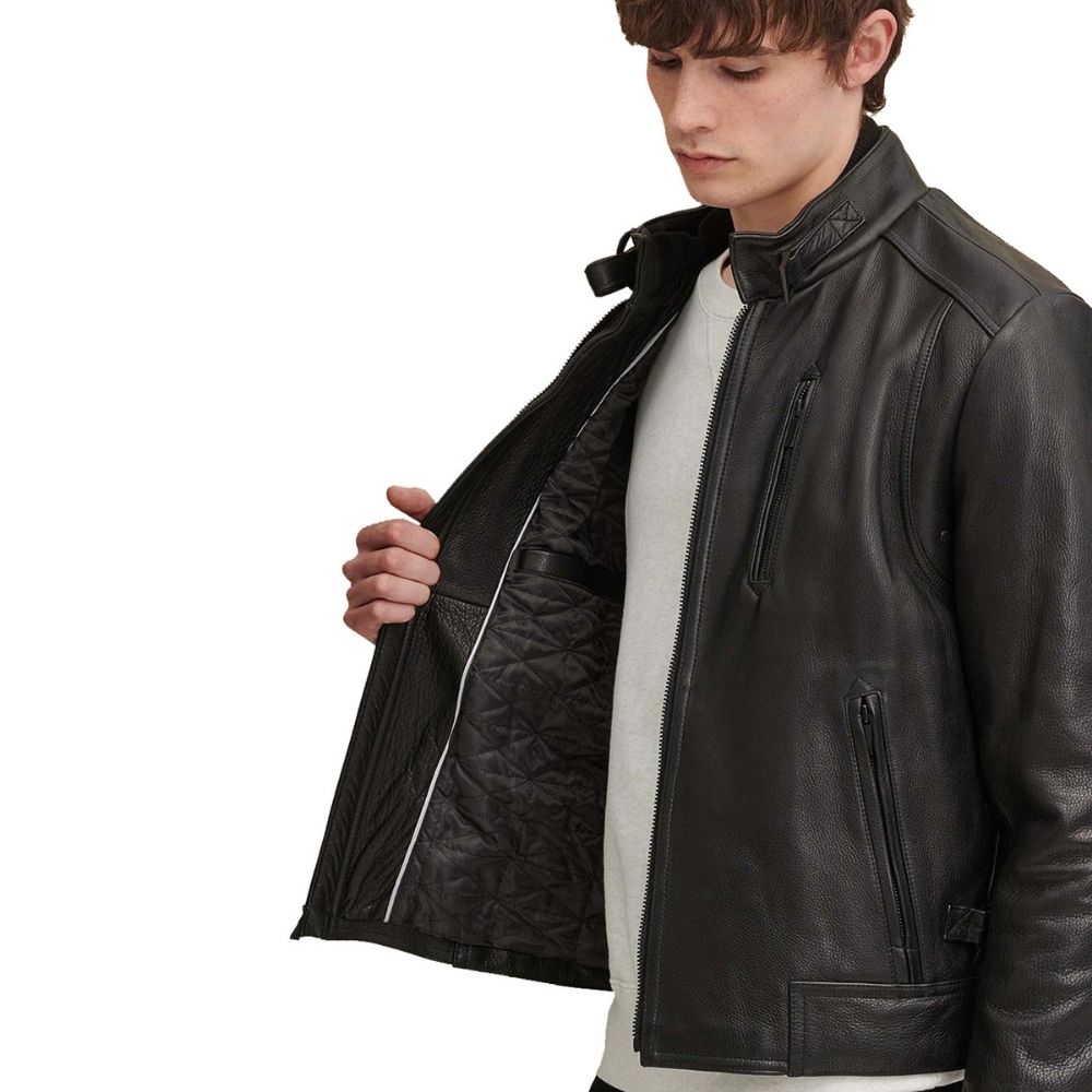 Grant Black Racer Leather Jacket