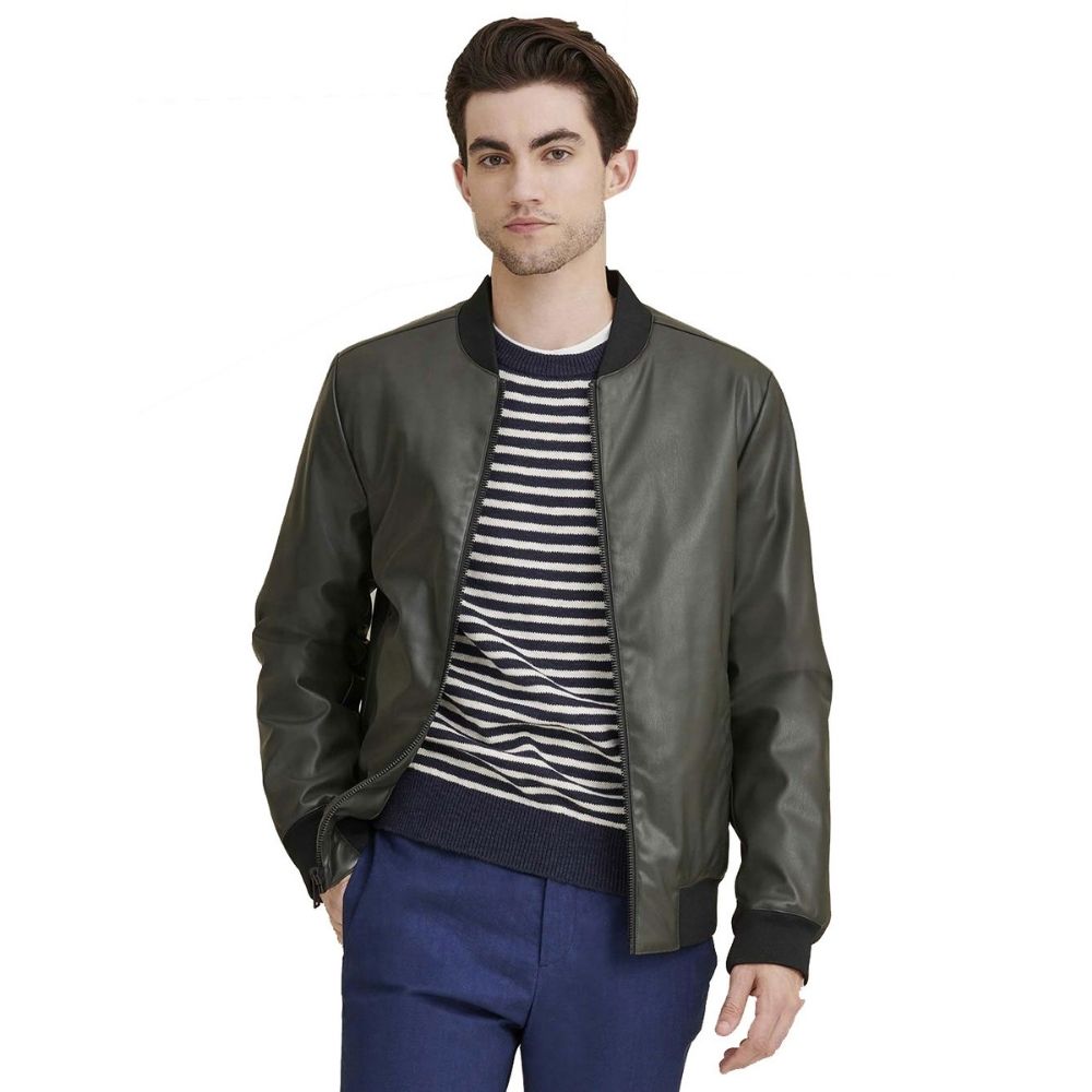 Ambrose Green Bomber Leather Jacket