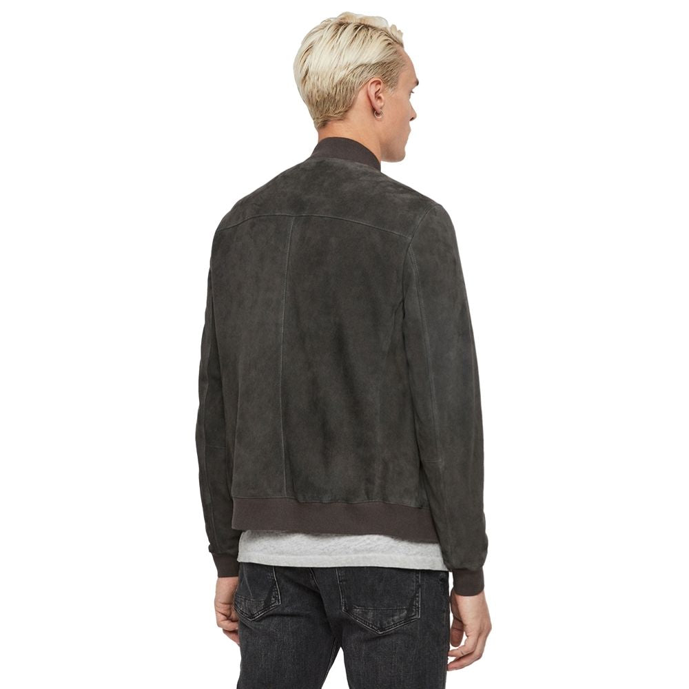 Ares Gray Bomber Leather Jacket