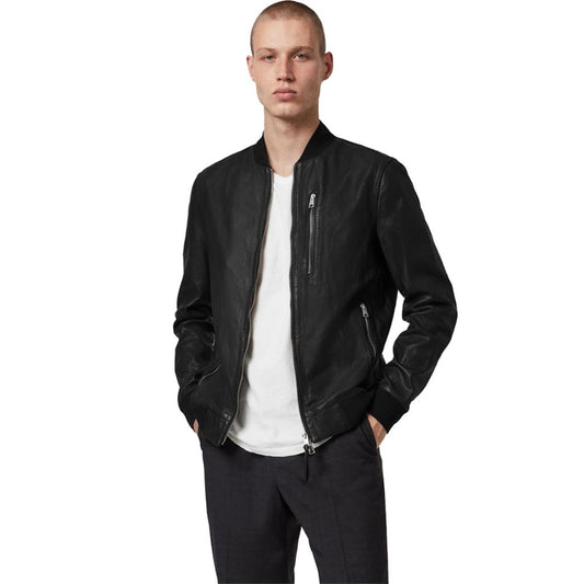 Galileo Black Bomber Leather Jacket