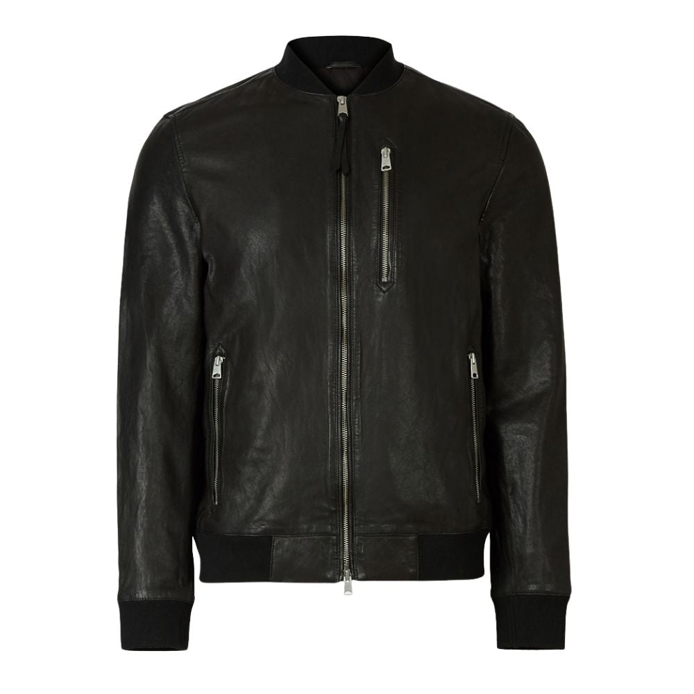 Galileo Black Bomber Leather Jacket