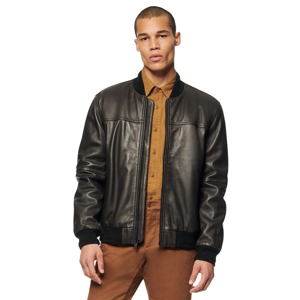 Foster Black Bomber Leather Jacket