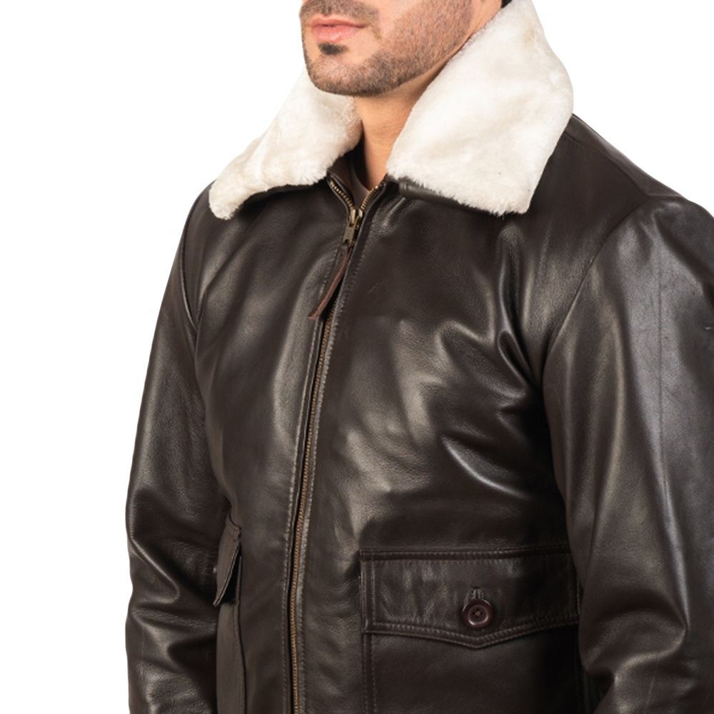 Wynwood Brown Bomber Leather Jacket