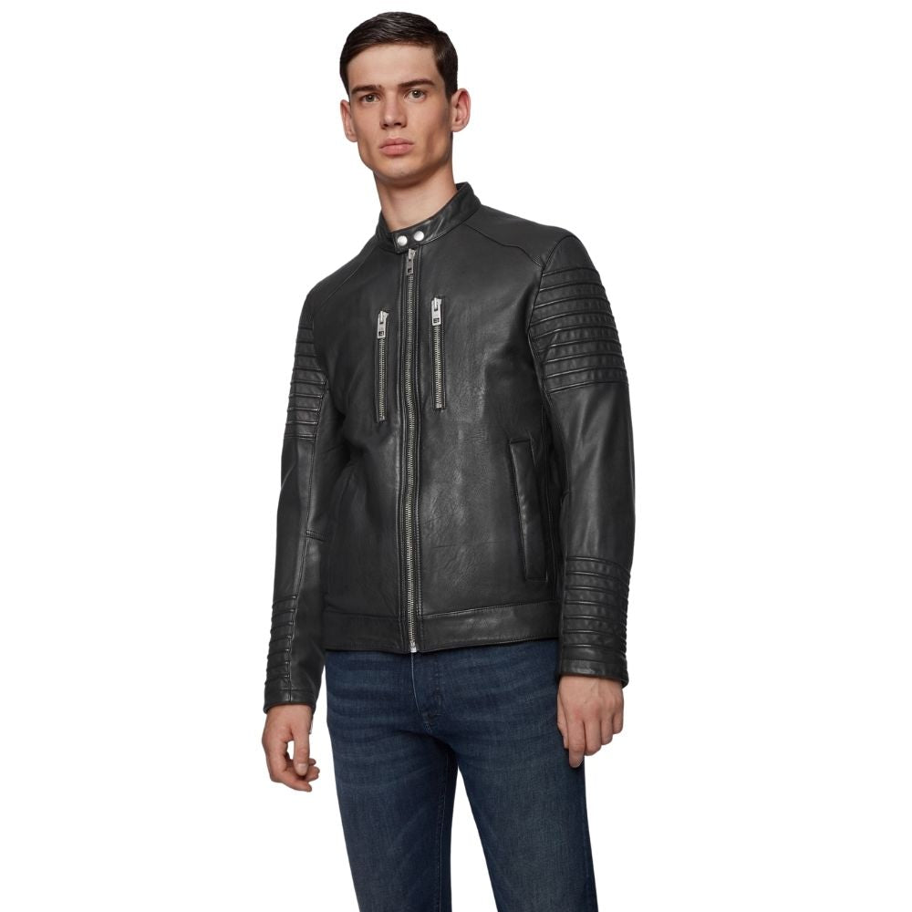 Graham Black Racer Leather Jacket