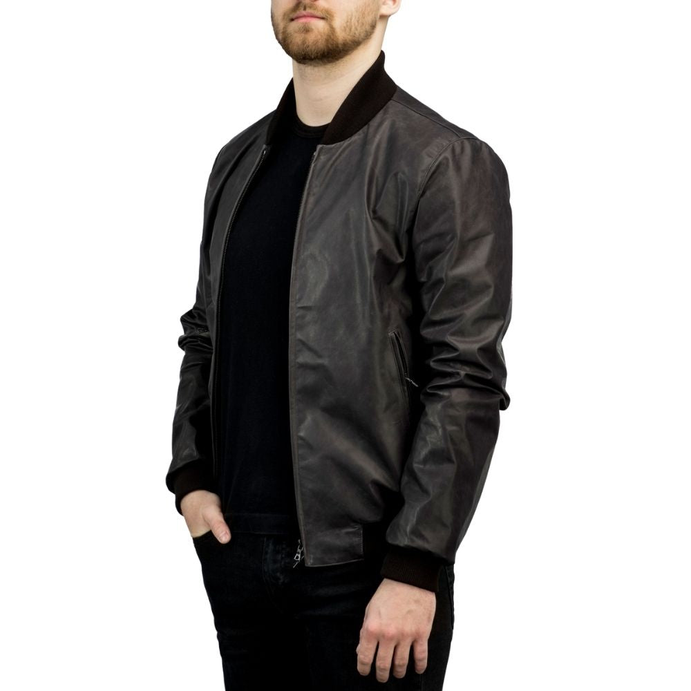 Finn Black Bomber Leather Jacket