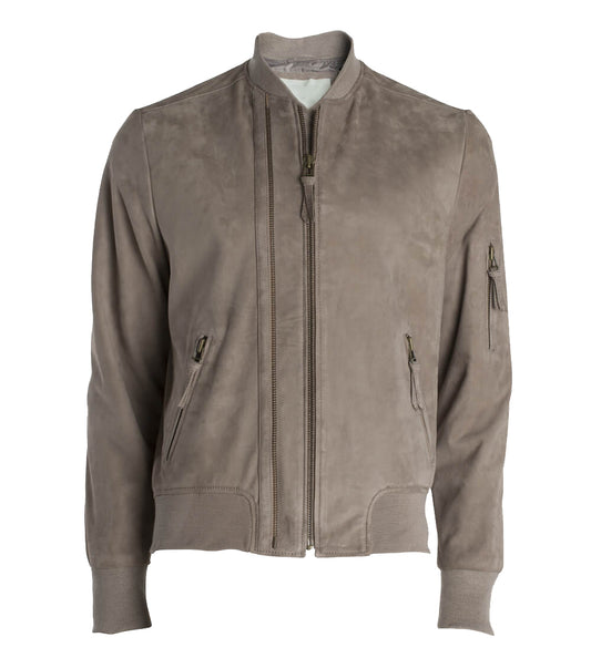 Aron Gray Suede Bomber Leather Jacket