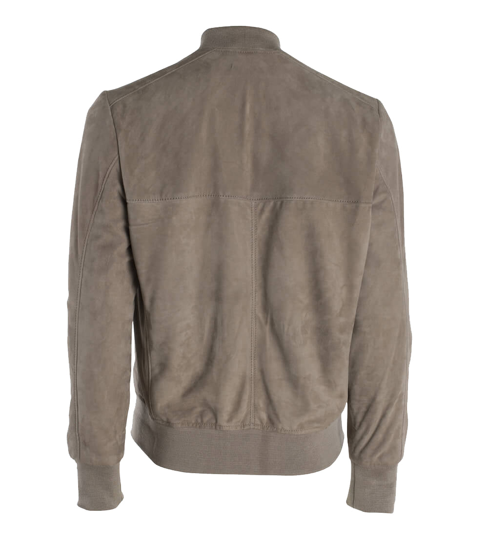 Aron Gray Suede Bomber Leather Jacket