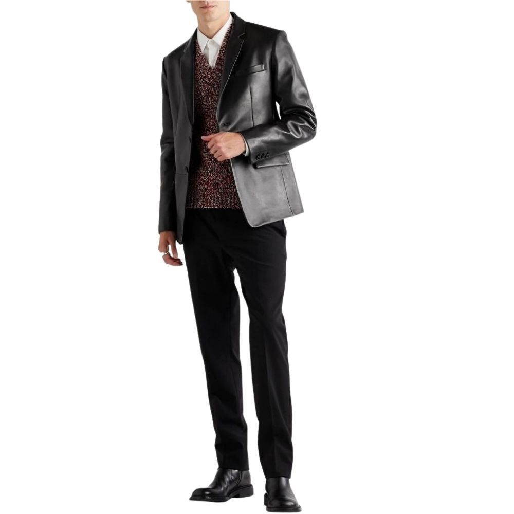 James Black Leather Blazer