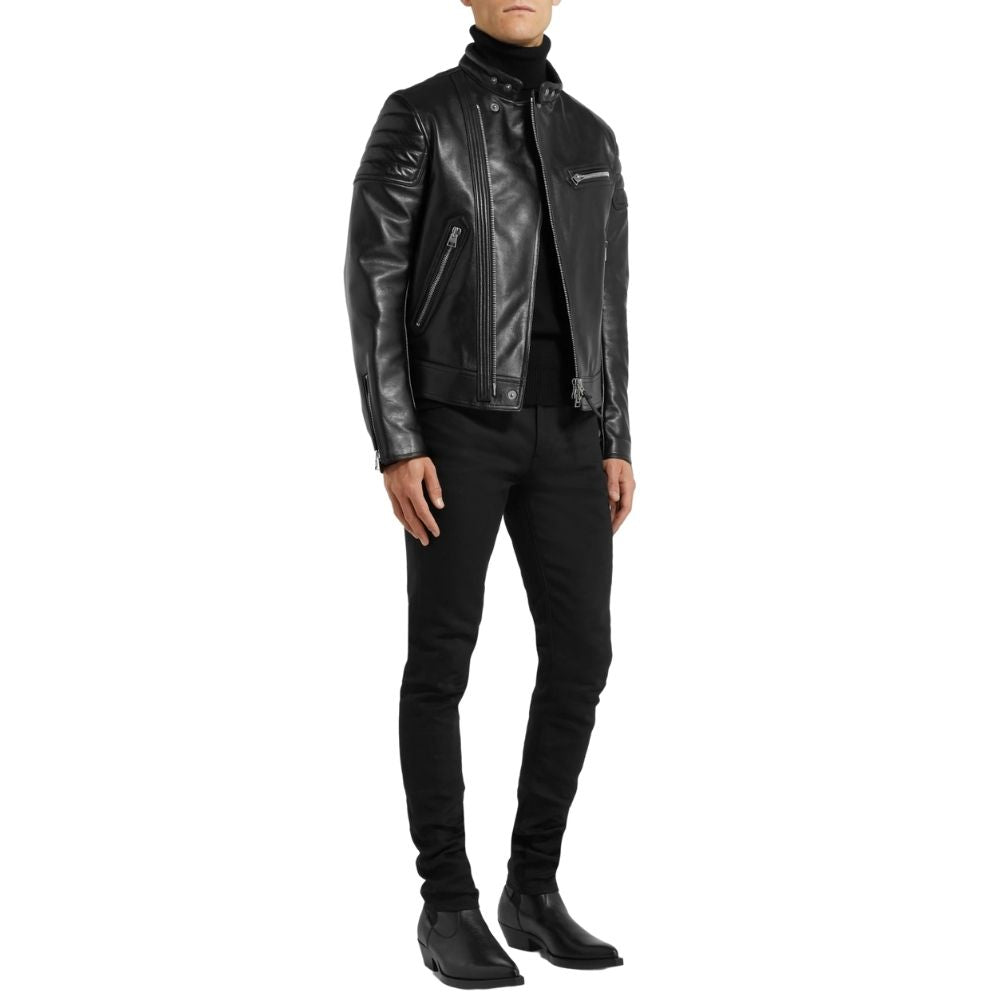 Elliot Black Racer Leather Jacket